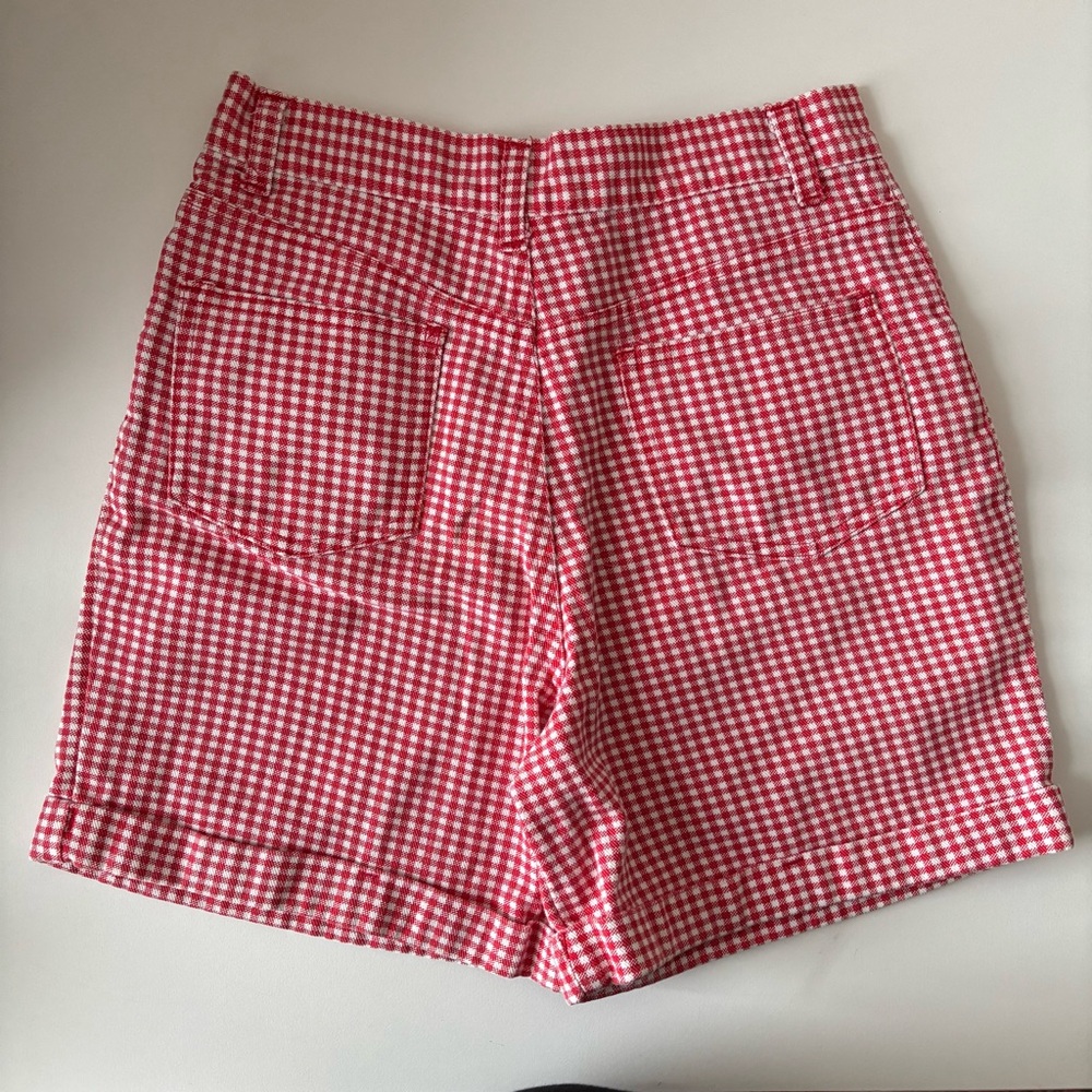 Vintage Red Gingham High-Waisted Shorts - Picture 2 of 5